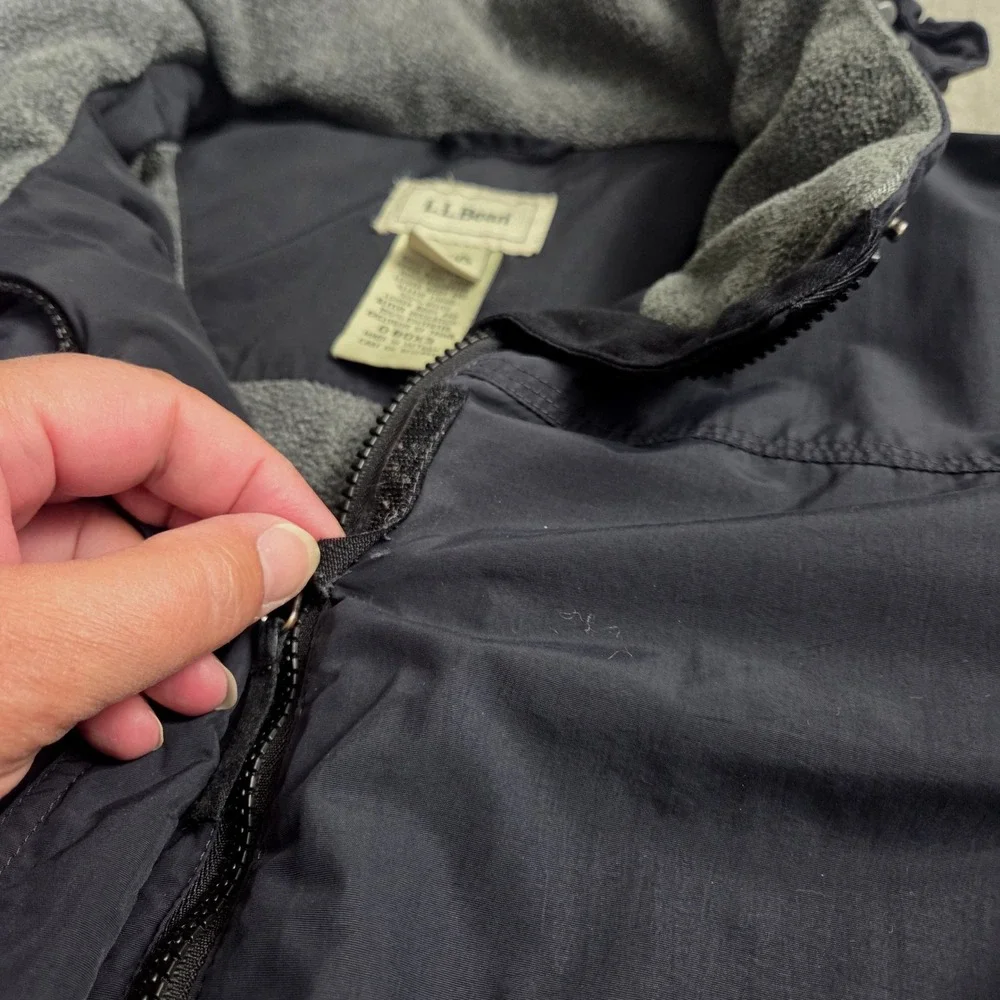 LL Bean Womens 2X Black Quilted Jacket Fleece Lined Hooded Parka 0BDX3